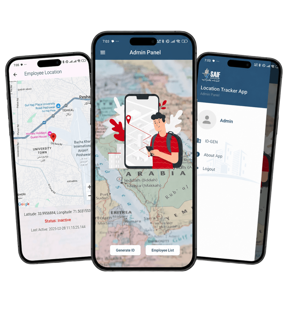 SaifLocators mobile application screens
